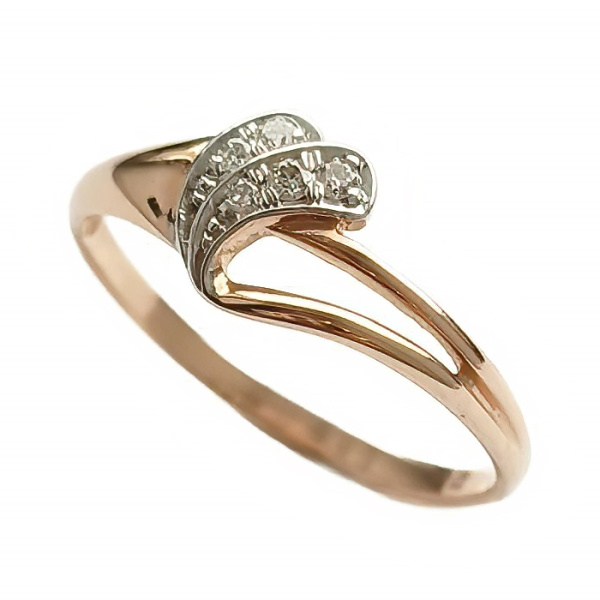 Кольцо из красного золота с бриллиантами